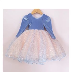 NWT Pleiades Periwinkle Champagne Shimmer Sequin Tulle Dress Size 7